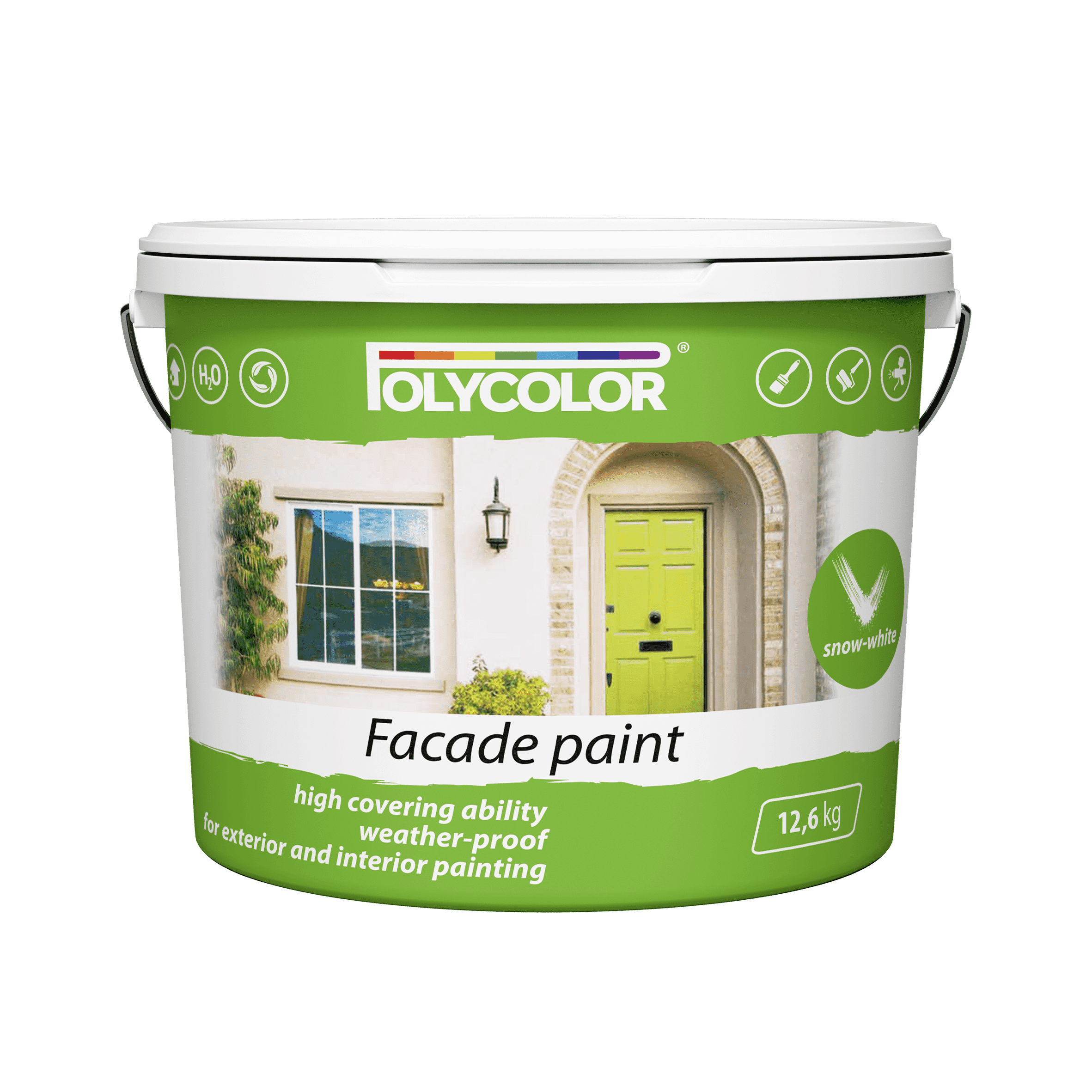 Фарба POLYCOLOR Facade paint фасадна, акрилова, водоемульсійна, мат білий, 12,6 кг
